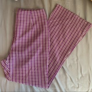 Purple plaid flare pants